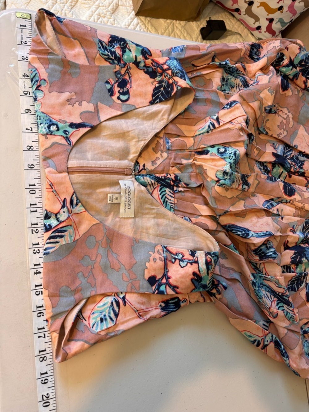Anthropologie Cottagecore Floral Dress Size 10 Fit & Flare Bird Pink Silk - Picture 9 of 12